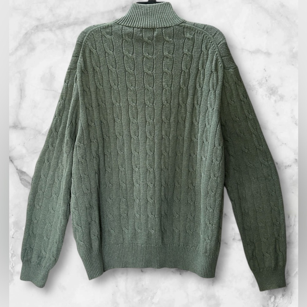 Ralph Lauren Polo Half Zip Cable Knit Sweater Logo Size XL - Picture 3 of 10